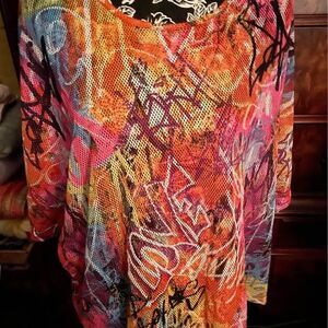 Inner Circle Size XL Women’s Drawstring Blouse Sheer Bust 60” 25” Length